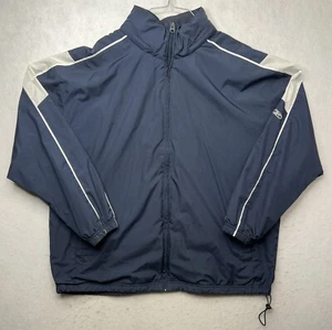 Reebok Men's Water-Resistant Wind Jacket w/Hidden hood size L full Zip Up Blue - Picture 1 of 11