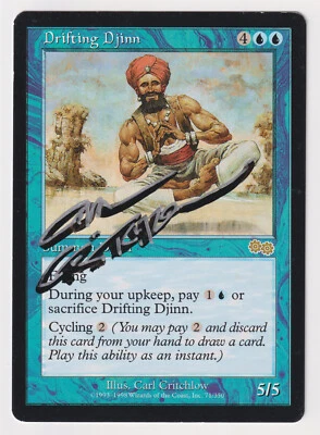 Signed Drifting Djinn Proof MP Urza's Saga Artist Carl Critchlow MTG Magic AP! - Image 1 of 2
