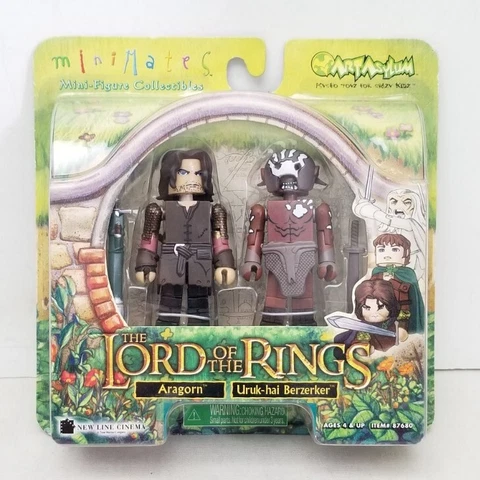 2004 Art Asylum 3" Lord Of The Rings "Aragon & Uruk-hai Berzerker" Minimates NIB Cover