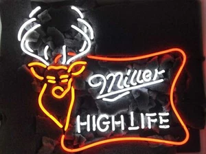 19"x15"Miller High Life Hirsch Neonleuchte Bier Bar Wand Dekor Leuchtreklame  - Bild 1 von 1