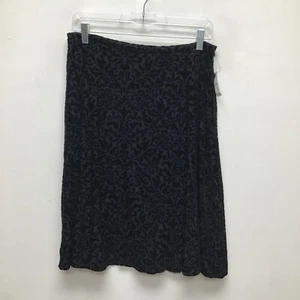 Talbots Black Floral Velvet Lined Side Zip Stretch Flowy A-Line Skirt 8 $109 New - Picture 1 of 8