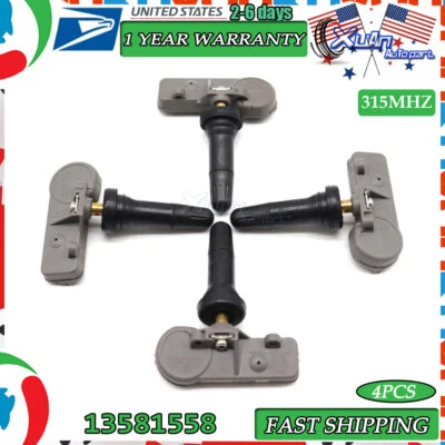 For GM Chevy GMC TPMS Tire Pressure Monitor Sensors 13581558 315MHz Set of 4 NEW - Image 1 of 4