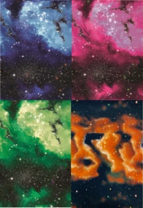 Blau Grün Rosa Galaxie Kosmos Sterne Universum Druck 4 Wege Spandex Stretch Stoff - Bild 1 von 5