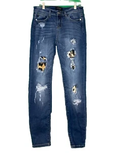 Judy Blue Jeans Womens 5/27 Blue Mid Rise Denim Skinny Fit  Cheetah Print - Picture 1 of 11