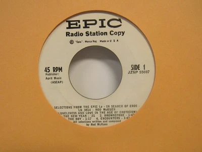 Rod McKuen–Selections From The Epic Lp-In Search Of Eros Radio Spots 7" 45 RPM - Image 1 of 2