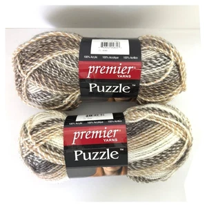 Premier Puzzle Yarns Lot Of 2 Acrylic Crossword Browns 5 Bulky 328 yds ea 7 Oz - Picture 1 of 6