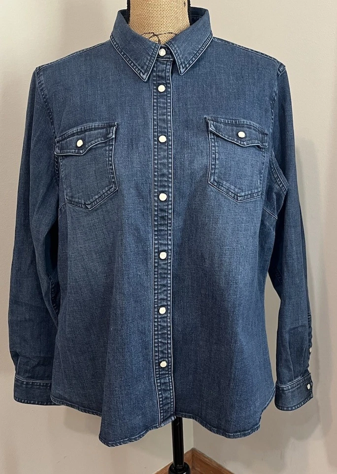 Camisa jeans azul Snap On Duluth Trading Co tamanho 2X - Imagem 1 de 4