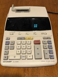 Sharp EL-2192RII 12 Digital Display 2 Color Printing Calculator Adding Machine - Picture 1 of 13