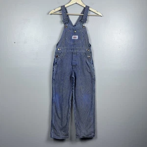 Round House Boys Striped Train Conductor Style Bib Coveralls Size 8 Thomas Train - Picture 1 of 11