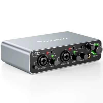 -PS22 USB Audio Interface for PC,60dB Pro-Preamp, 24bit 192kHz,Dual USB Interfac - Image 1 of 4