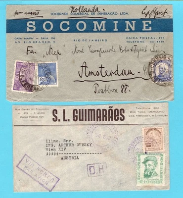 BRAZIL 2 air covers 1937-38 to Netherlands and Austria - Image 1 of 2