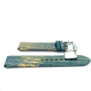 Philip Stein Blue and Gold Metallic Leather 21mm Watch Strap 2-UBLM - Picture 1 of 2