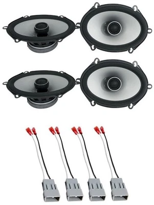 2 Pair ALPINE S2-S68 6x8" Coaxial Speaker & Harness Fit 1987-Up Ford - image 1 of 4