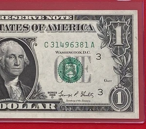 1969D $1 DOLLAR BILL ( PHILADELPHIA C ) BLOCK C-A UNCIRCULATED - Picture 1 of 3