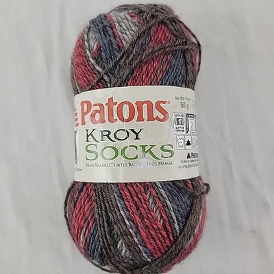 Calcetín de lana Patons Kroy hilo gris marrón jaspeado mezcla lavable 50 g 1,75 oz súper fino Foto 1 de 4