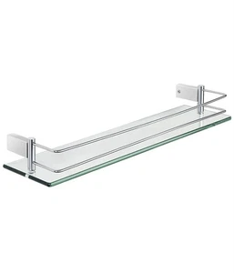 Hartglas Regal Badregal mit Reling Wandmontage gebürstet fertig 60cm - Bild 1 von 7