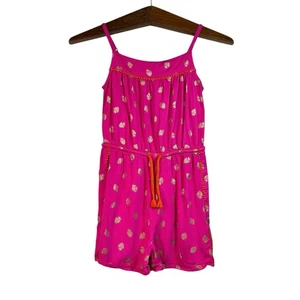 Boden Girls Pink Gold Strawberry Romper Size 9-10Y Boho Vacation - Picture 1 of 11