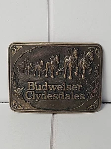 Anheuser Busch Budweiser Clydesdale Pferde Wagen Gürtelschnalle massiv Messing - Bild 1 von 2