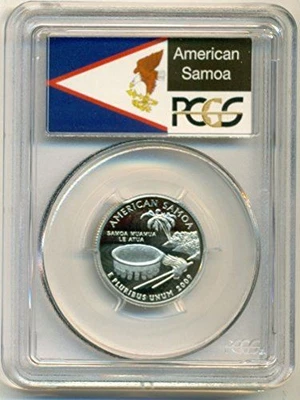 2009 S Clad American Samoa Territories Quarter Proof PR70 DCAM PCGS Flag Label - Image 1 of 2