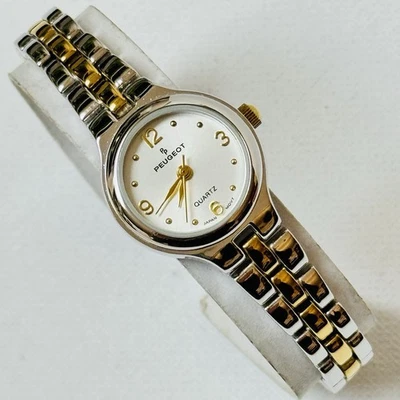 Paul Peugeot relógio social feminino face pequena 21mm dois tons prata ouro 1015 - Imagem 1 de 4