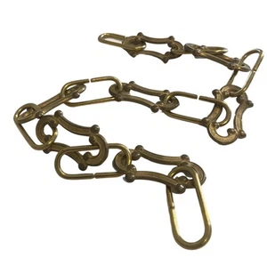 Brass Lamp Chain with Vintage Hard to Find Clips Embossed 20 Inches - Picture 1 of 3