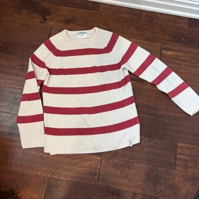 Zara Boys 13/14 Sweater Knit Cream and Red Striped  - Image 1 of 4