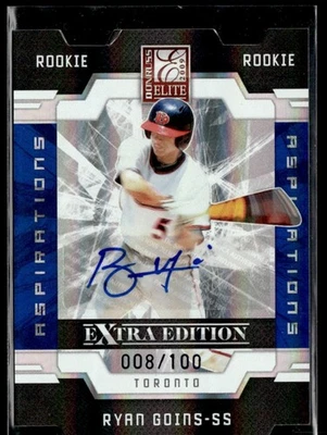 Ryan Goins 2009 Donruss Elite Extra Edition Aspirations Blue Auto /100 #104 - Image 1 of 2