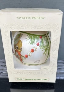 Vintage 1979 Hallmark Spencer Sparrow Bird Ornament Satin Christmas With Box - Picture 1 of 7