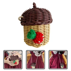 Borsa dado tessitura piccola borsa a tracolla singola per foto da esterno per donna donna - Foto 1 di 12