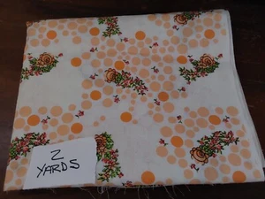 Vintage Quilting Fabric 2 Yards Floral Polka Dots Peach White Sewing Uncut - Picture 1 of 1