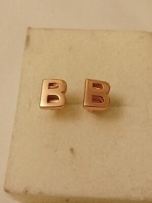 Gold On Sterling Silver Initial Letter B Stud Earrings 7x5mm - Image 1 of 4