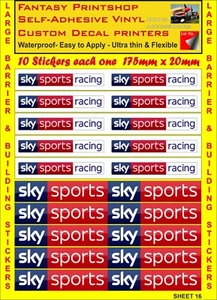 Scalextric Slotcar 1/32 Gebäude Barriere Trackside Sticker Decals Bogen 16 - Bild 1 von 3