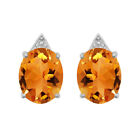 Four Prong Set Citrine Solitaire Women Stud Earrings 925 Sterling Silver