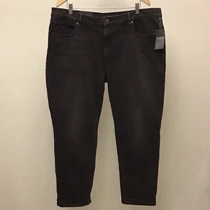 Ralph Lauren LRL Neu mit Etikett 18 (34) entspannte konische Damenjeans verblasst schwarz Stretch - Bild 1 von 10