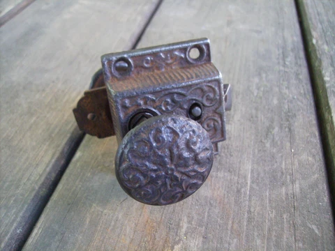 Old Cabinet Catches Cupboard Latch Cast Iron Knob Vintage Cover
