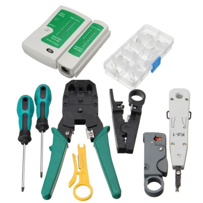 RJ45 Ethernet Network Cat7/6/5 Cable Tester Crimper Stripper Cutter Tool Kit Set - Image 1 of 4