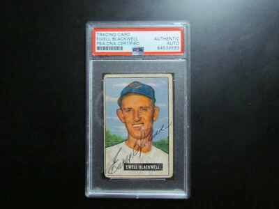 1951 Bowman Ewell Blackwell Signed Card PSA Encapsulated - Image 1 of 4