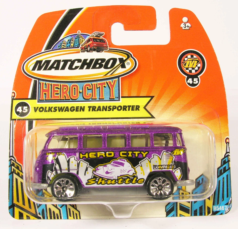 MINT MATCHBOX 45 VW VOLKSWAGEN TRANSPORTER T1 MICROBUS HERO CITY SEALED CARD BLD - Image 1 of 1