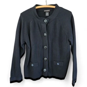 Lane Bryant Womens Black Knit Cardigan Size 18/20 100% Cotton Long Sleeve Button - Picture 1 of 7
