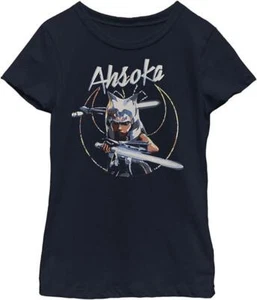 STAR WARS the Clone Wars Ahsoka T-Shirt XS 3/4 Navy Blue Rebel NEW Girls Tee - Picture 1 of 6