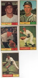 MLB 1961 TOPPS LOTE DE 5 TARJETAS #14 MOSSI 27 KINDALL 262 HOBBIE 278 McMAHON 389 TERRY - Imagen 1 de 2