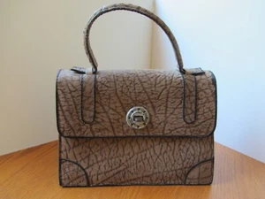 Handtasche Leder, nach Art der Elefantenhaut geprägt - Bild 1 von 10