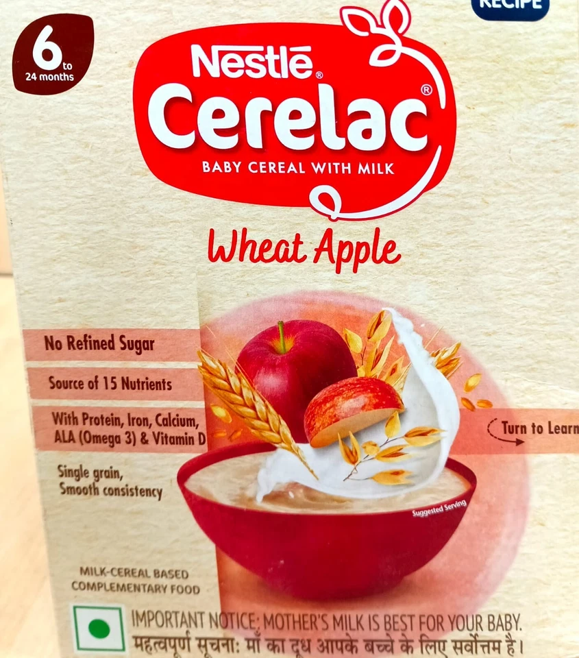 Nestlé Cerelac Baby Cereal with Milk Wheat Apple From 6 Month 350g Ex-07-26 fs - Image 1 of 4