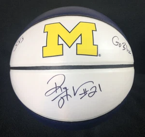 Ray Jackson signiert & beschriftet Michigan Wolverines gelb Block M Basketball - Bild 1 von 2