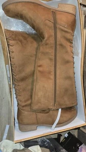 Unr8ed Brown Suede Tall Riding Boots - Size 7M New ZIPPER CANTER CHESTNUT - Picture 1 of 11