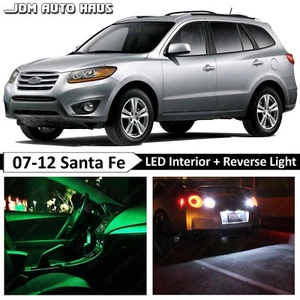 Green Interior + Reverse LED Lights Bulb Package Fits Hyundai Santa Fe 2007-2012 - Picture 1 of 12
