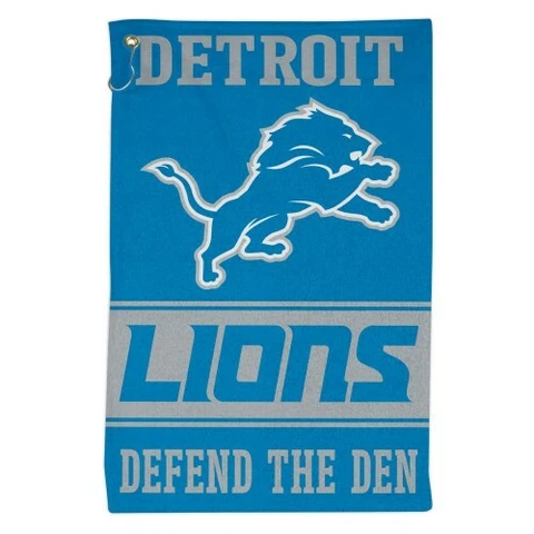 DETROIT LIONS ALL PURPOSE GOLF TAILGATE TOWEL 16"X25" HOOK AND GROMMET Cover