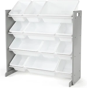 , Grey/White Kids Toy Organizer with 12 Storage Bins, Toddler - Picture 1 of 12