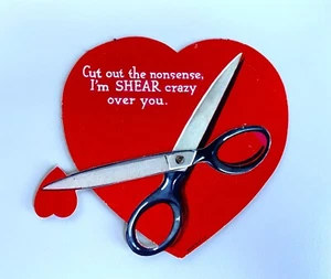 Valentine MOVABLE die cut card USA Shears Scissors - Picture 1 of 3
