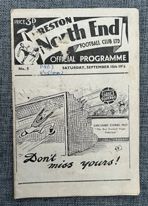 PRESTON NORTH END V WEST BROMWICH ALBION DIVISION ONE 1956 - Picture 1 of 2